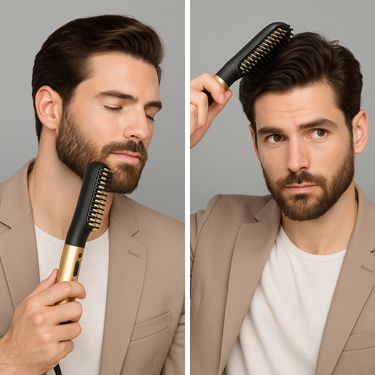 Brosse Chauffante Sans Fil Homme – Lisseur Cheveux & Barbe Ionique