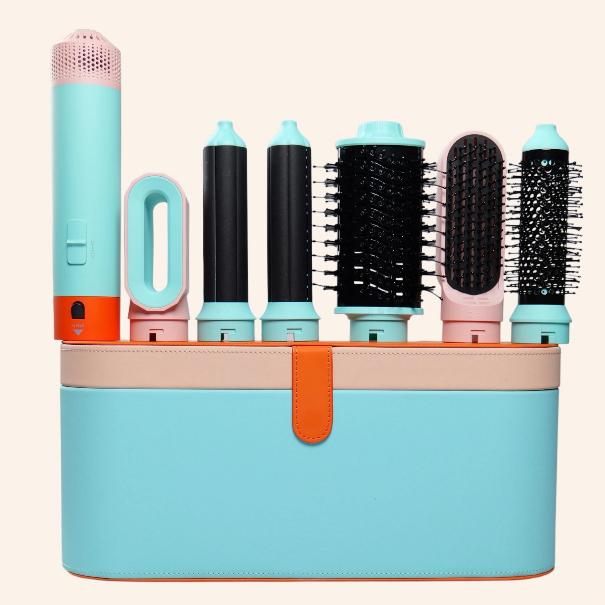 Brosse seche cheveux - 5 en 1 - Avec coffret cuir - Cheveu Soyeux