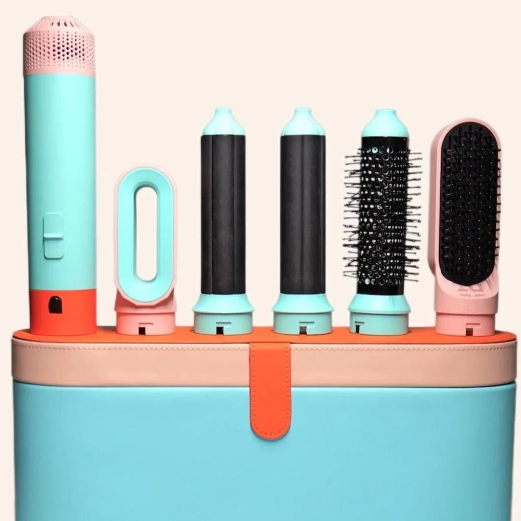 Brosse seche cheveux - 5 en 1 - Avec coffret cuir - Cheveu Soyeux