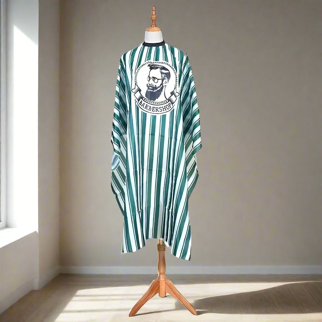 Cape de coiffure professionnelle homme antistatique | Style barbier rayé - Cheveu Soyeux