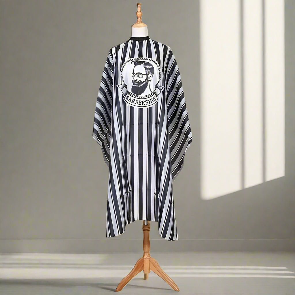 Cape de coiffure professionnelle homme antistatique | Style barbier rayé - Cheveu Soyeux