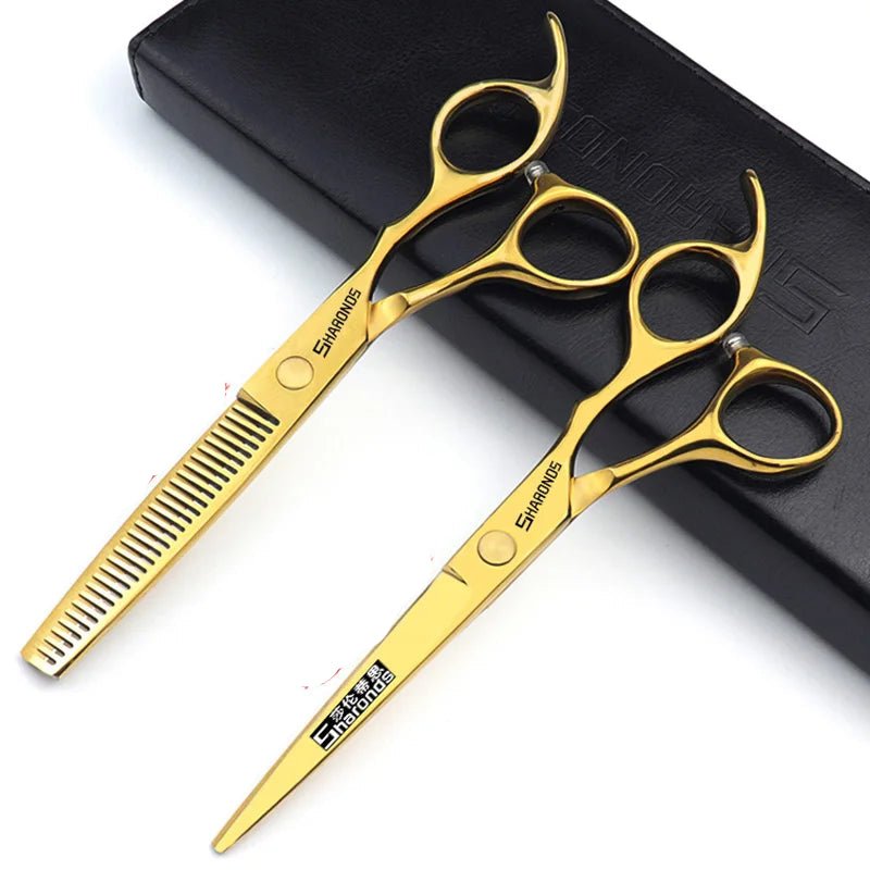 Ciseaux coiffure -Ensemble qualité Pro - Doré - Cheveu Soyeux
