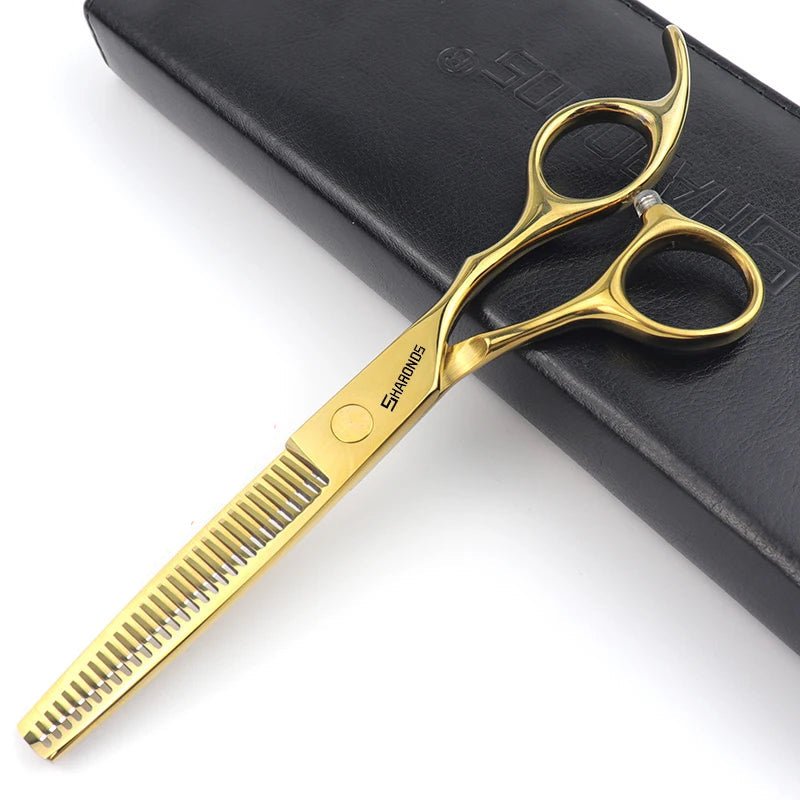 Ciseaux coiffure -Ensemble qualité Pro - Doré - Cheveu Soyeux
