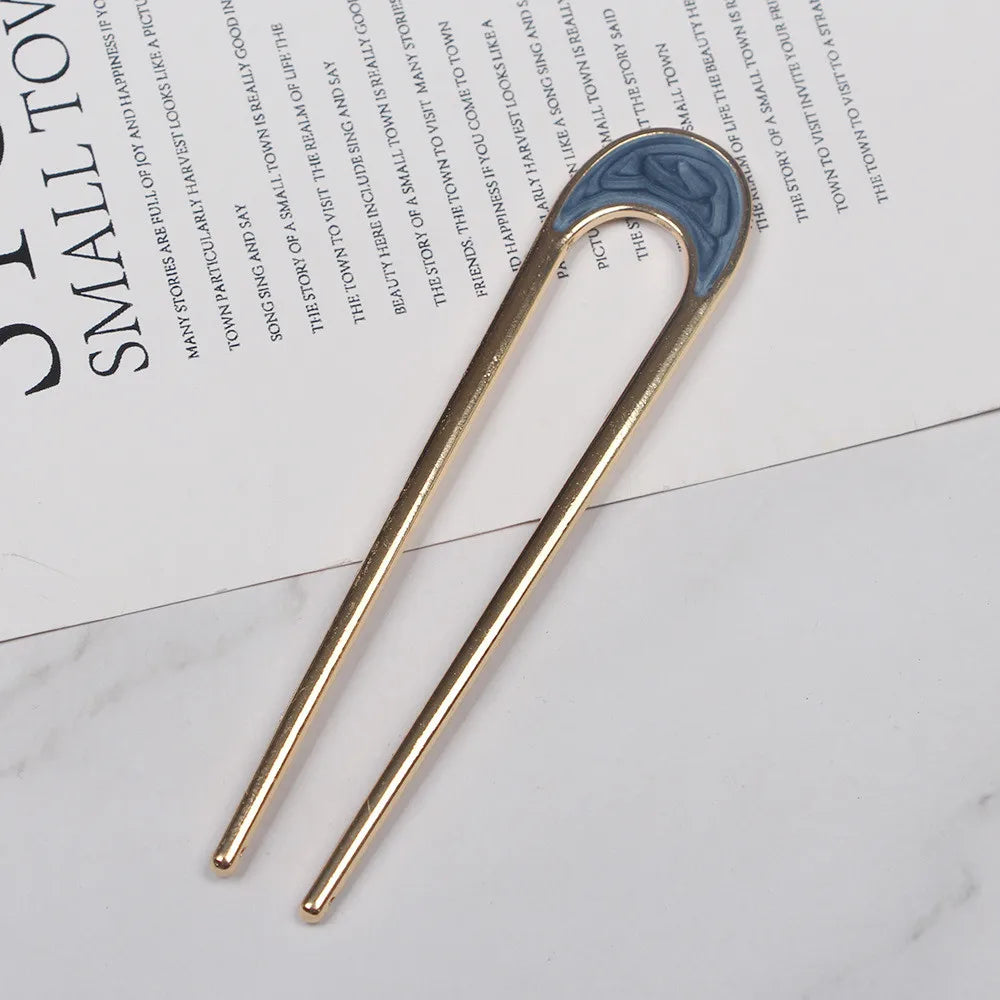 epingle métal solide bleu pour chignon