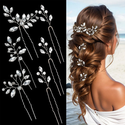 Femme mariée coiffée Épingles à cheveux ornées de perles élégantes, parfaites idéales pour maintenir les cheveux en place avec une finition glamour et délicate. 