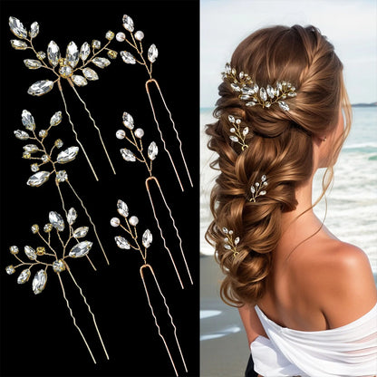 Épingles à cheveux avec perles, diamant avec dorure, parfaites pour un maintien élégant et une touche glamour.