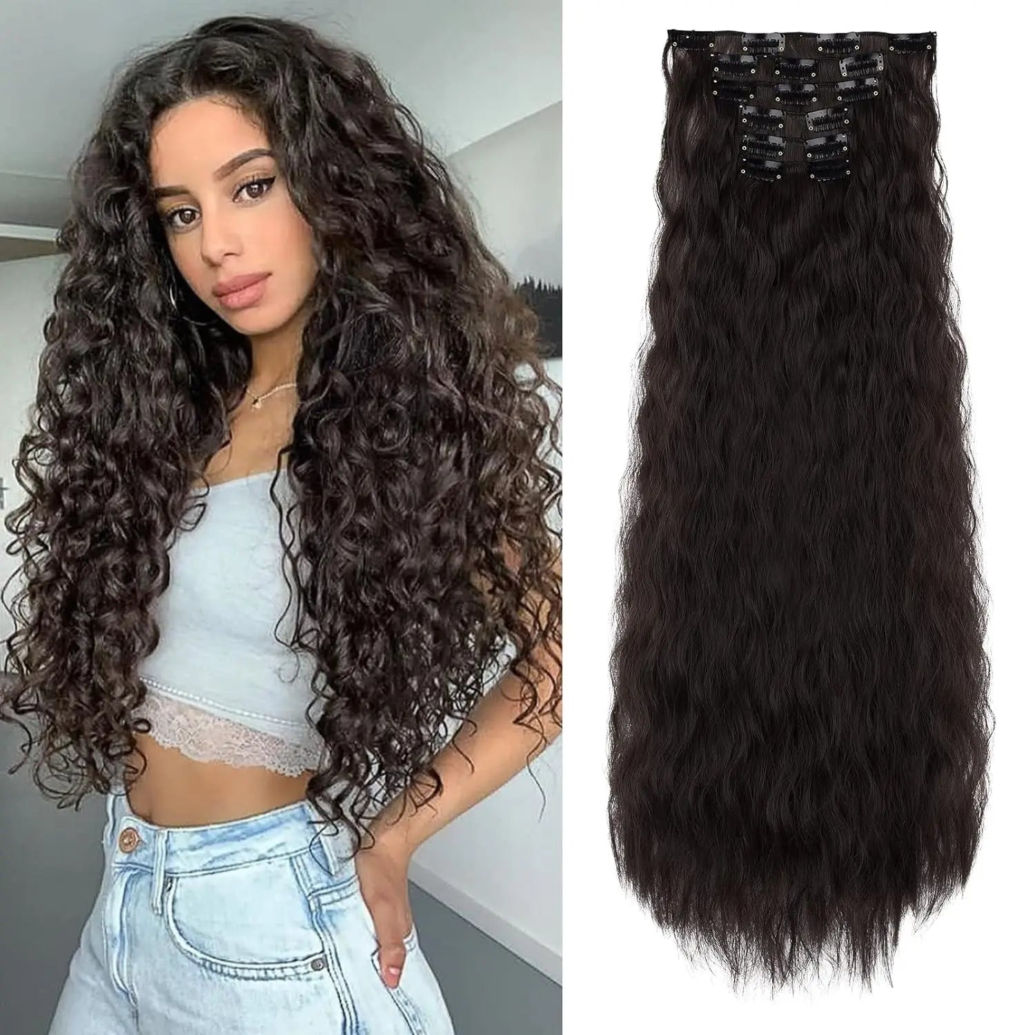 Extension cheveux - Clip cheveux longs ondulés - Cheveu Soyeux