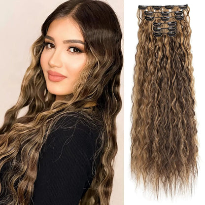 Extension cheveux - Clip cheveux longs ondulés - Cheveu Soyeux