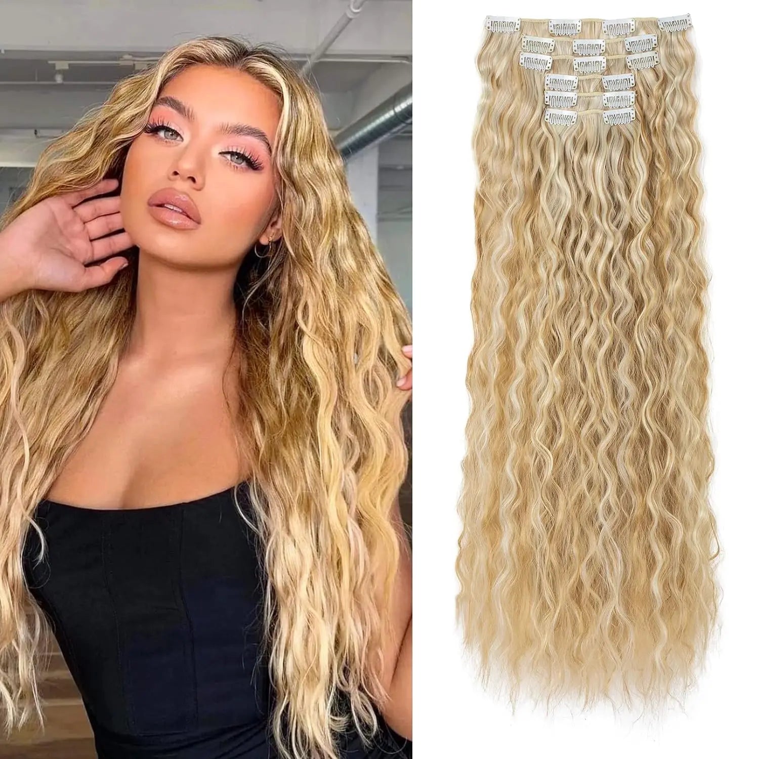 Extension cheveux - Clip cheveux longs ondulés - Cheveu Soyeux