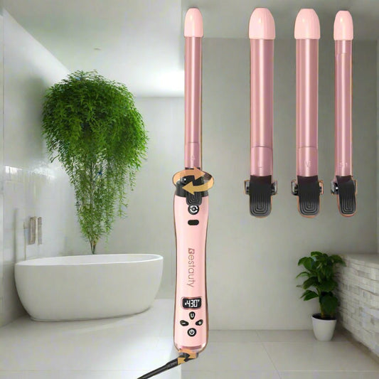 Fer a boucler - Rose - 4 tailles de boucles - Rotation auto - Cheveu Soyeux