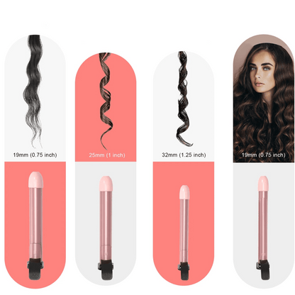 Fer a boucler - Rose - 4 tailles de boucles - Rotation auto - Cheveu Soyeux