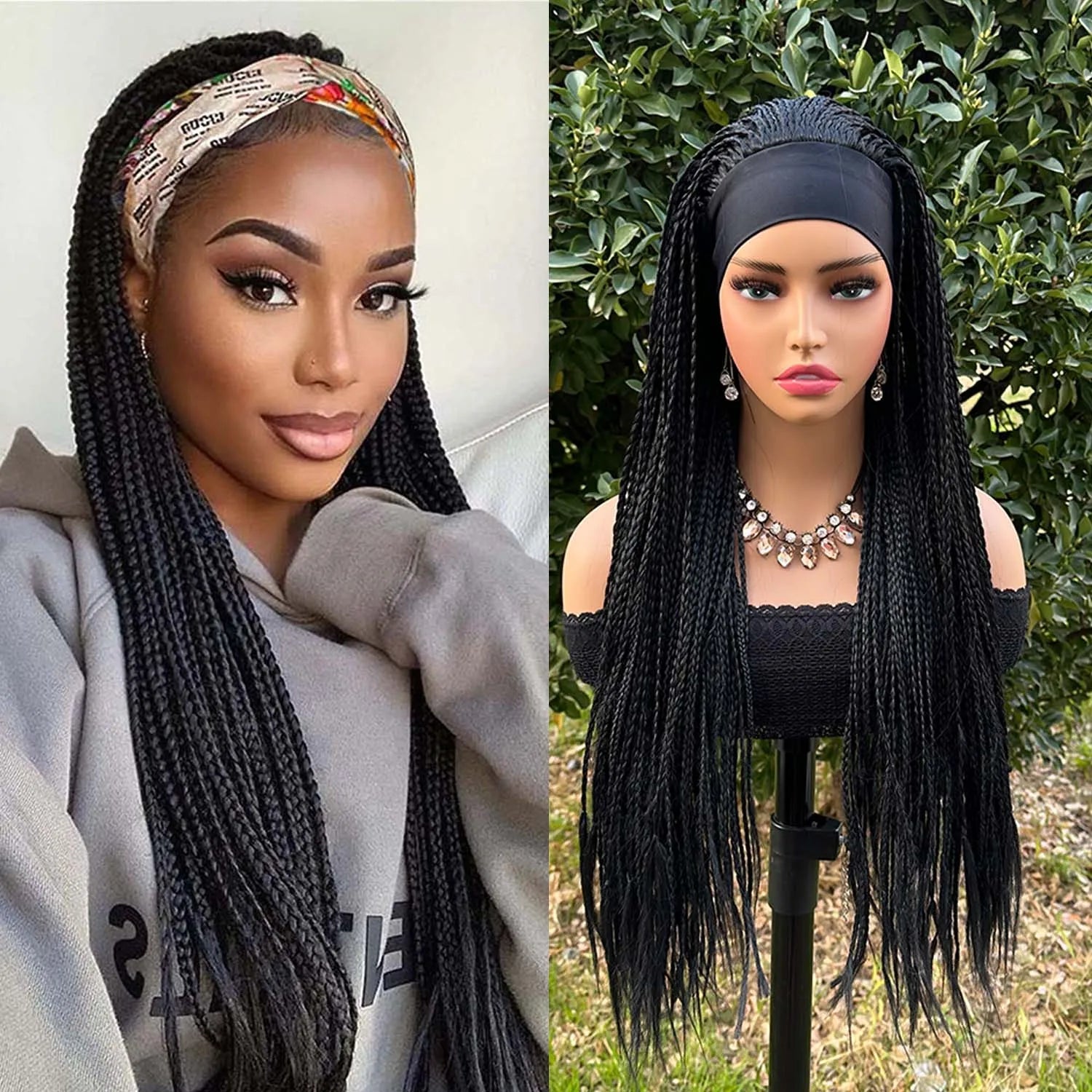 Perruque femme - Bandeau avec tresses - Cheveu Soyeux