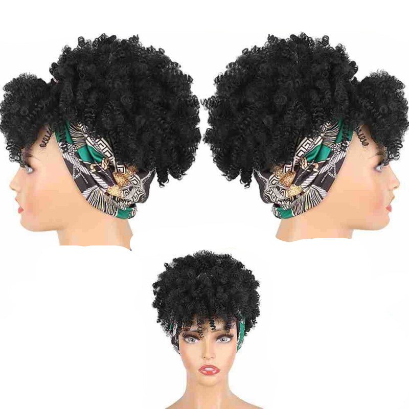 Perruque femme- Courte - Bouclée -Bandeau Afro - Cheveu Soyeux