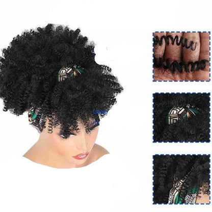 Perruque femme- Courte - Bouclée -Bandeau Afro - Cheveu Soyeux
