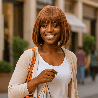 PERRUQUE FEMME – Courte - Carré avec Frange - Cheveu Soyeux