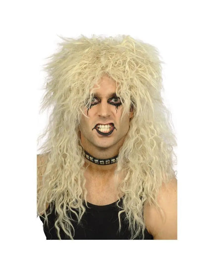 Perruque blonde frisée années 80 idéale pour un déguisement ou une soirée à thème rétro