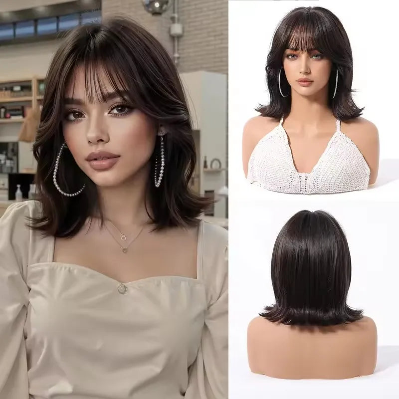 Perruque femme avec frange-Belle densité