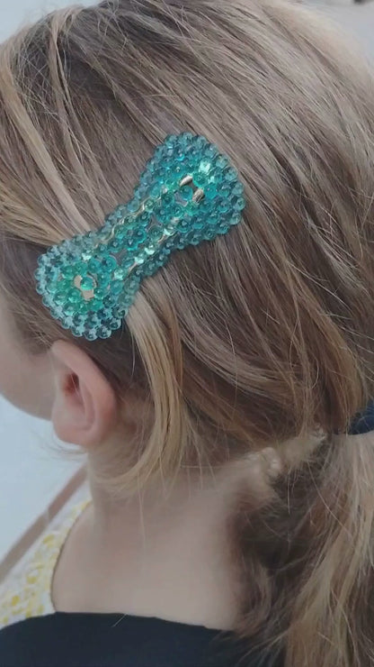Barrette Cheveux Brillia™ – Résine Pailletée Artisanale
