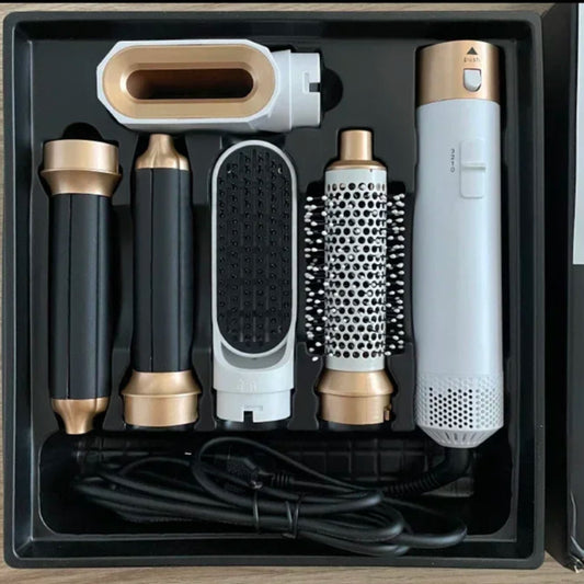 Sèche-cheveux lisseur avec brosse multifonction, idéal pour coiffer, lisser et sécher les cheveux en une seule étape, offrant un résultat lisse et brillant