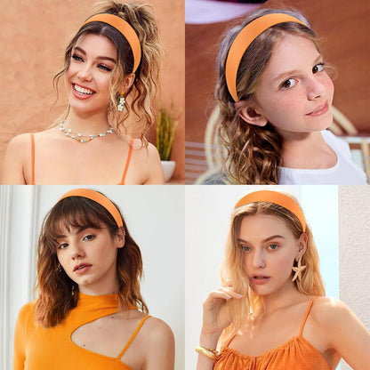 femme et fille portant serre-tête orange, offrant un maintien léger et sécurisé, idéal pour une coiffure, pour compléter vos tenues tout en offrant une fixation pratique. 